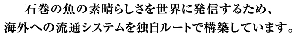 石巻の魚の素晴らしさを世界に発信するため、海外への流通システムを独自ルートで構築しています。